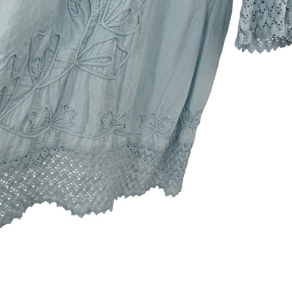 Soft Surroundings Light Blue Embroidered Tunic Top Size Large cotton womens - Picture 5 of 10